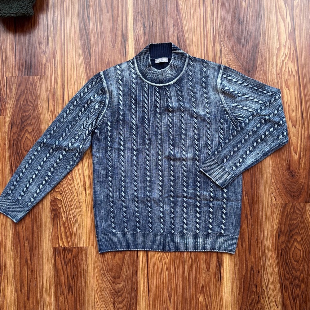 Fradi Garment Dyed 100% Virgin Wool Luxury Sweater Made in Italy Size L